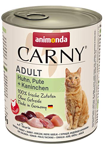 Carny Katzen Nassfutter Huhn Pute Kaninchen 6 x 800g Katzen Nassfutter von animonda ohne Getreide und Zucker mit frischen fleischlichen Zutaten