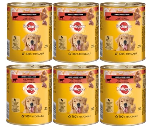 PEDIGREE Dose in Sauce - Verschiedene Geschmacksrichtungen 6x800g Rind mit Markknochen