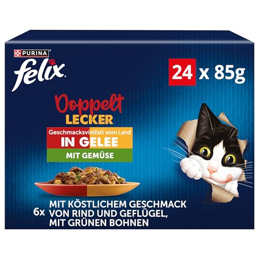 FELIX So gut wie es aussieht Doppelt Lecker Katzenfutter nass in Gelee Sorten-Mix 4er Pack 4 x 24 Beutel 85g