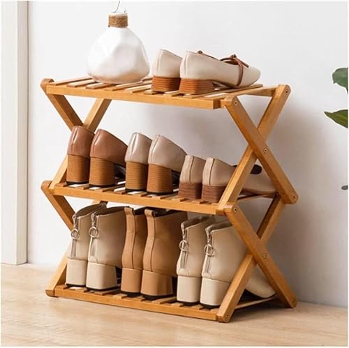Schuhregal aus Bambus 3-stöckig zusammenklappbar für Zuhause Eingangsbereich und Schrank stilvoller Schrank mit großer Kapazität