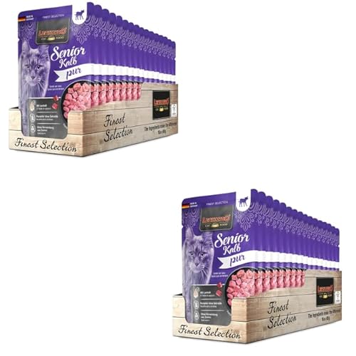 Leonardo Finest Selection Senior Kalb pur Doppelpack 2 x 16 x 85 g Nassfutter für ältere Katzen Reich an magerem Kalb Nur eine tierische Proteinquelle Getreidefrei