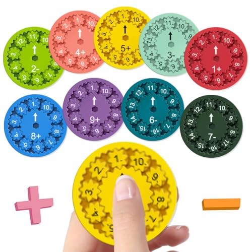 9 Stück Mathe Fidget Spinners Mathe Fakten Lernspielzeug für Kinder Math Facts Fidget-Spinner Sensorisches Spielzeug Lernspielzeug Stressabbau Spinners für Math Games Addition Subtraktion