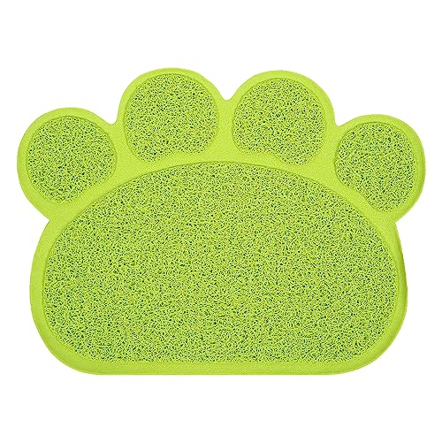 Sorandy Weiche Pfotenförmige Katzentoilette-Matte Waschbare Leicht zu Reinigende PVC-Katzentoilette-Unterlage Niedliche Katzentoilette-Matte mit Rutschfester Grün
