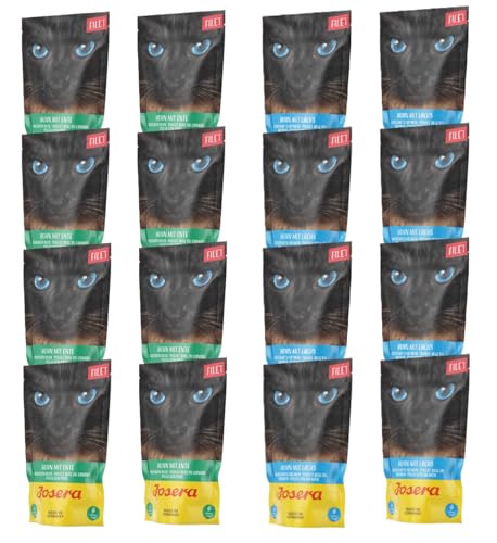 Josera Katzenfutter in Pads Geschmacksmix Filet Huhn mit Ente und Filet Hähnchen mit Lachs 16x70g