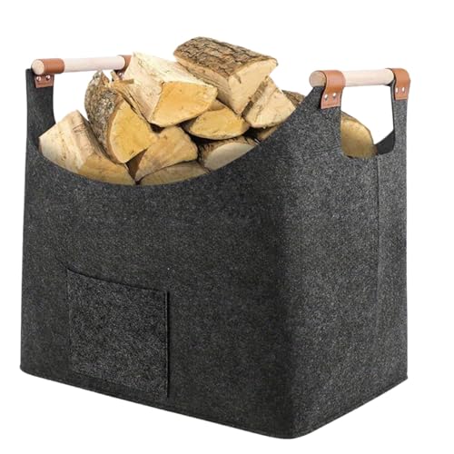 Brennholz Aufbewahrungskorb Filz   gewebter Brennholzkorb Wasserdicht Outdoor Kaminholztasche Tragbarer robuste Holztragetasche für Zuhause Kamin