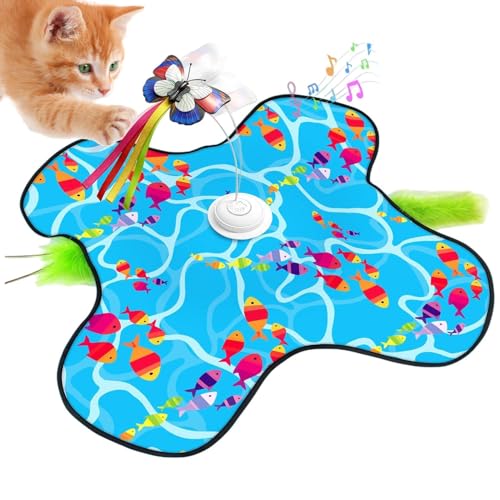 G n rique Elektronisches Spielzeug für Katzen Bewegungsaktivität wiederaufladbar mit versteckten beweglichen Ködern aktives Spielzeug in 3 Geschwindigkeiten mit Schmetterling Zeit allein und