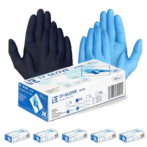 Gedikum 5x100er 500 Stück Packungen Einweghandschuhe Nitril Latexfrei Puderfrei blau Schwarz Größe S-XL Blau M