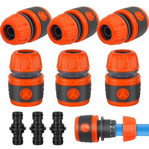 Schlauchkupplung 1 2 Schlauch Kupplungs Satz 6 Stück Schlauchverbinder 3 Stück Kupplungs Schnellkupplung Set Zubehör für Schlauchanschluss für Familie Garten