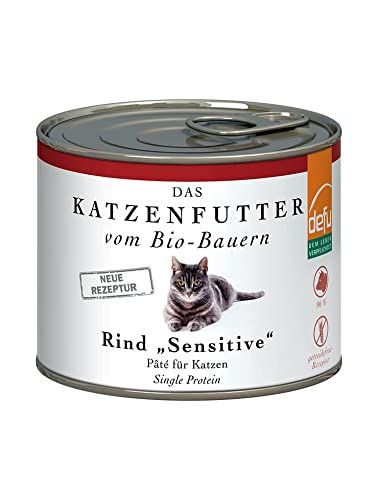 defu Katzenfutter 12x 200g Pate Rind Sensitive Premium Alleinfuttermittel nass für