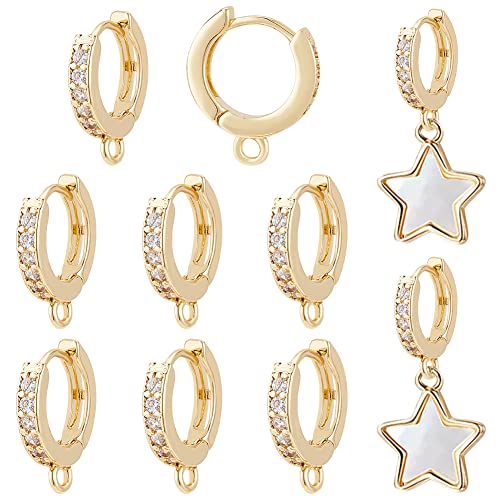 BENECREAT 10pcs 18K Real Gold Plated Cubic Rund Geschnittene Für Herstellung von Schmuckohrringen Bohrung 1.5 mm