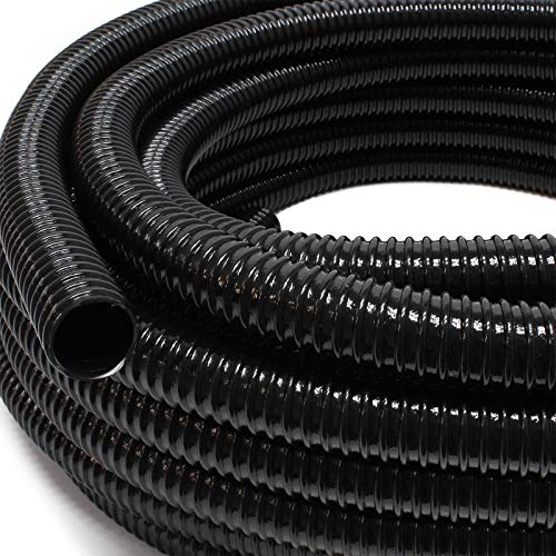 Wiltec Flexibler Förderschlauch 10m Spiralschlauch 50mm 2 schwarz mit Verstärkungsspirale Bewässerung Wasser Teich