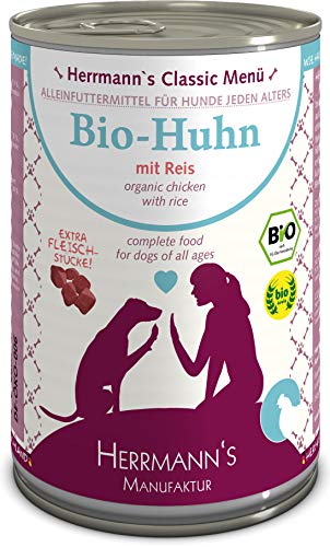 Herrmanns Bio Hundefutter Huhn Menu 1 mit Reis Karotte Leinoel 400g 12er Packx 400 g
