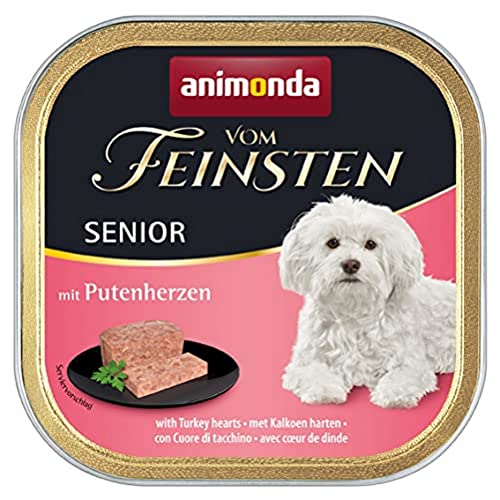 animonda Vom Feinsten Senior Hundefutter Nassfutter für ältere Hunde ab 7 Jahren mit Putenherzen 22 x 150 g