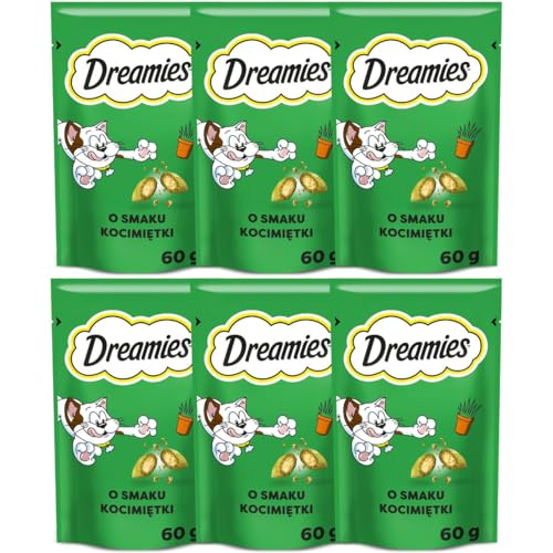 Dreamies Katzensnacks Catnip mit Katzenminze Geschmack 18x60g Außen knusprige innen cremige Katzenleckerlis