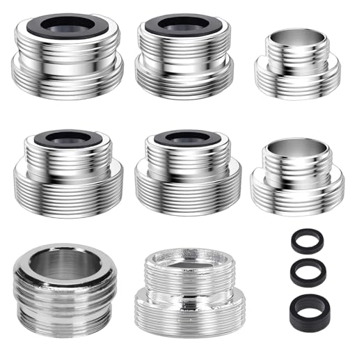 MOAZIFI Wasserhahn Adapter Set - 8-teiliges Metalladapter-Kit mit Dichtungen für Gartenschlauch Küche und Außenbereich