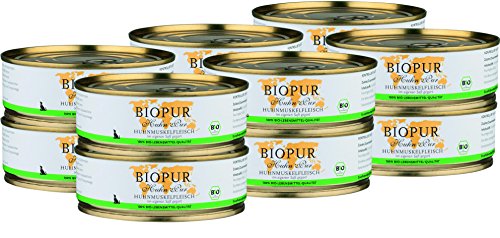 BIOPUR Bio Hundefutter Huhnmuskelfleisch für Hunde 12x200g