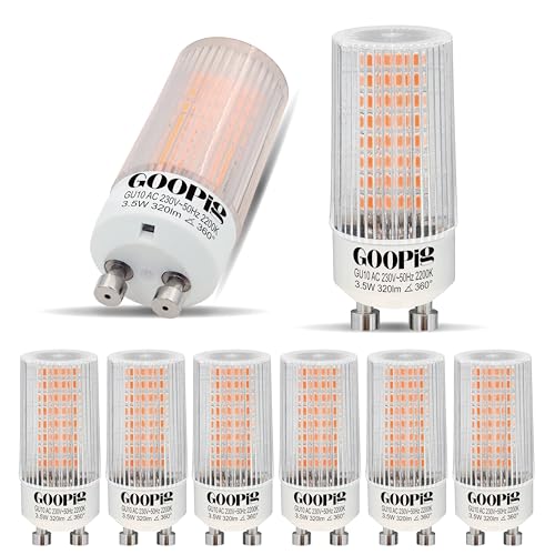 Goopig GU10 LED Lampen Mais 3 5W Extra Warmweiss 2200K Ersetzt 40W 6er Pack 320lm Leuchtmittel Flimmerfrei Nicht Dimmbar T22 Klar Zylinder Form Lampen Abstrahlwinkel 360 Birnen