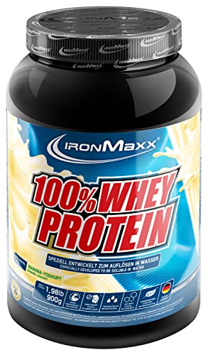 IronMaxx 100% Whey Protein Pulver - Banane Joghurt 900g Dose zuckerreduziertes wasserlösliches Eiweißpulver aus Molkenprotein viele verschiedene Geschmacksrichtungen