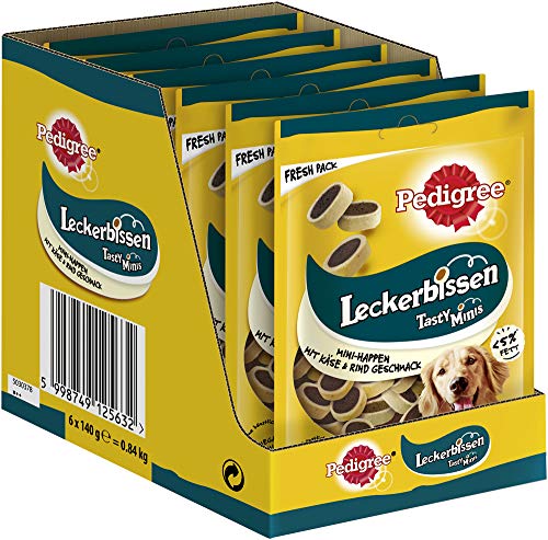  Hundesnacks Leckerbissen Mini Happen 6er Pack 6x140g Hundekekse und Käsegeschmack ideal für das Training oder für zwischendurch