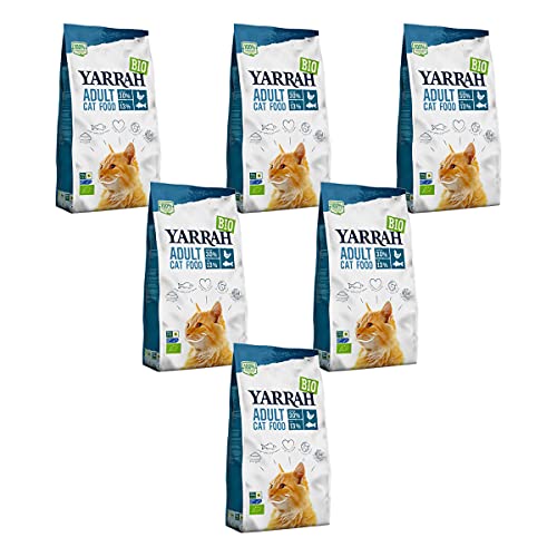 Yarrah - Trockenfutter mit Huhn Fisch für Katzen Bio - 0 8 kg - 6er Pack