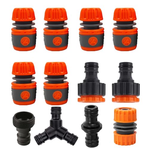 MOAZIFI 12-teiliges Gartenschlauch Verbinder Set - Schlauchkupplung Anschlussadapter Y-Verteiler - Universelles Schlauchzubehör für Bewässerung Reinigung und Autowäsche