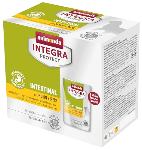 animonda Integra Protect Intestinal Katze Diät Katzenfutter im Beutel Nassfutter bei Durchfall oder Erbrechen mit Huhn Reis 8 x 85g