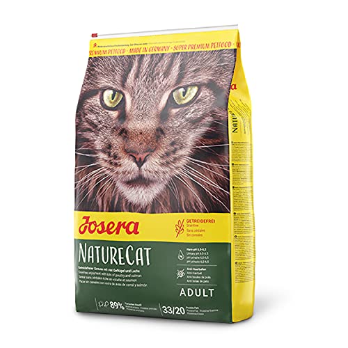 JOSERA NatureCat 1 x 2 kg getreidefreies Katzenfutter mit Geflügel- und Lachsprotein Super Premium Trockenfutter für ausgewachsene Katzen 1er Pack