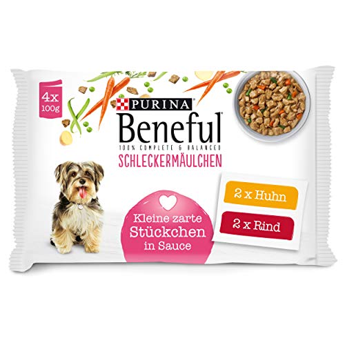  Schleckermäulchen nass in Sauce Huhn Rind 10er Pack 10x 4 Beutel 100g