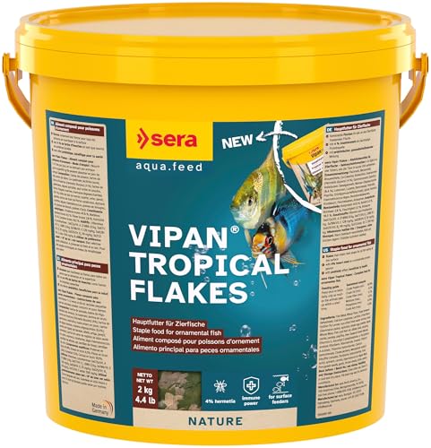 sera Vipan Flakes XL 21 L 4 kg Fischfutter Aquarium für Zierfische Flockenfutter Aquarium Fischfutter Flocken mit 4% Insektenmehl Naturnahe Ernährung Fördert Gesundes Wachstum