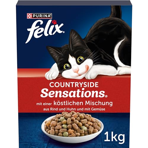 FELIX Countryside Sensations Katzenfutter trocken mit Rind und Huhn 1er Pack 1 x 1kg