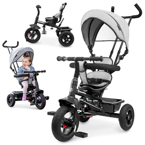 HyperMotion 1 Jahr Schubstange   3 in 1 Kinderfahrzeug fu r 1 4 Jahre bis 20kg   ho henverstellbarem Elterngriff und Schiebelenker Grau