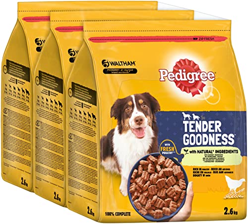 Pedigree Tender Goodness - Hundetrockenfutter mit GeflÃ¼gel - fÃ¼r mittelgroÃŸe und groÃŸe Hunde - 3 Packungen 3 x 2 6kg