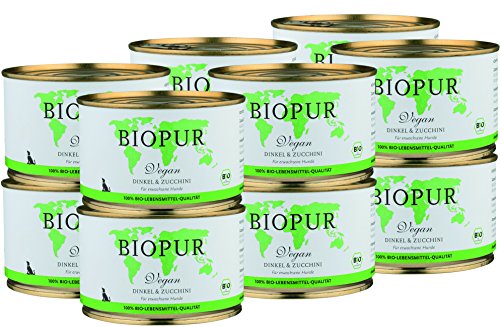 Bio Hundefutter Vegan Dinkel Zucchini für Hunde 12x400g