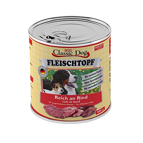 Classic Dog Adult Fleischtopf Pur Reich an Rind 6 x 800g Hundefutter