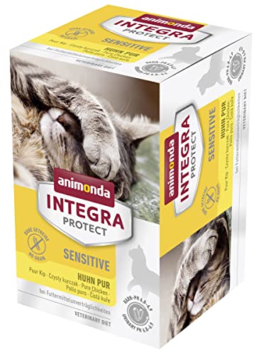 animonda INTEGRA PROTECT Katzenfutter nass Sensitive Huhn Pur 6 x 100g vom Tierarzt empfohlen bei Futtermittelallergie mit Veterinären entwickeltes Diätalleinfutter für erwachsene Katzen