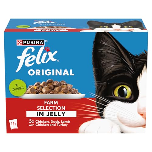 FELIX Original Farm Favorites in Gelee Katzenfutter Nassfutter Dose Pastete 12 x 85 g