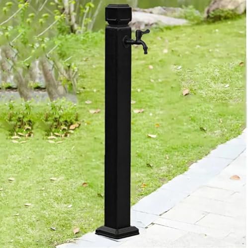 Gartenwassersäule aus Edelstahl frostsicher für den Außenbereich Schlauchhalter und Brunnen quadratisches Design Wasserspender mit einzelnem Wasserhahn 60 cm für den Hof