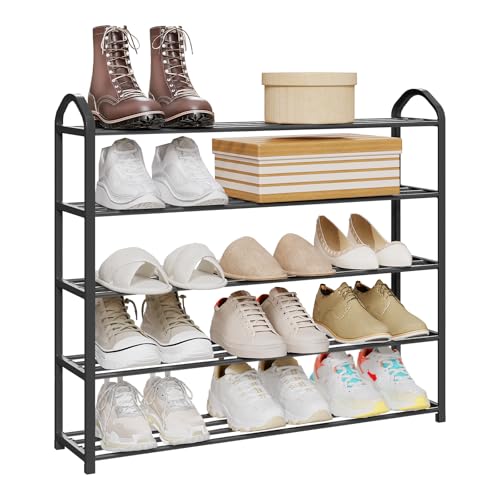WOLTU Schuhablage Schuhregal Ablage Ständer 5 Schicht für ca. 20 Paare Frau Schuhe XXL Ständer Regale 79x19 5x79cm Schwarz