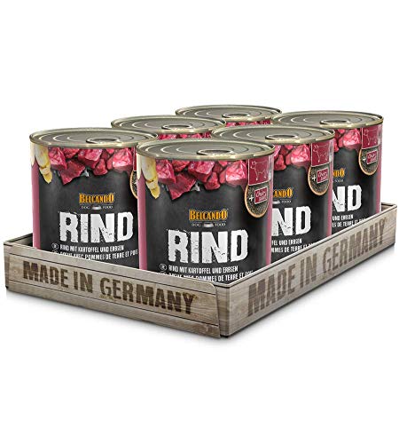 Belcando Super Premium Dose 6x800g Rind mit Kartoffel Erbsen Nassfutter für Hunde Feuchtfutter Dose Alleinfutter für Hunde Aller Rassen