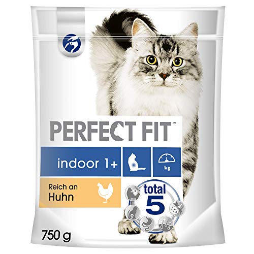 Perfect Fit Katzenfutter Trockenfutter Indoor für Hauskatzen Adult 1 Reich an Huhn 1 Beutel 1 x 750g