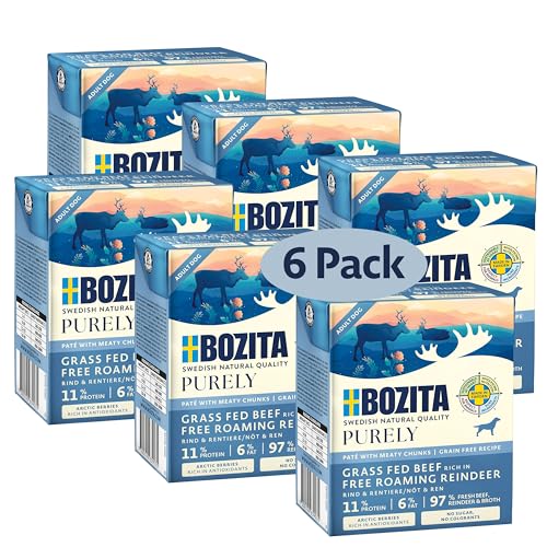 Bozita Purely Pat Adult Rentier 370g getreidefreies Nassfutter in der Dose für Hunde mit 11 % Protein 6 % Fett für alle Hundegrößen Aktivitätslevel ohne Zucker künstliche Zusätze