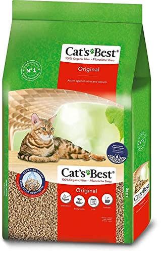 Cat s Best Original Katzenstreu 100 % pflanzliche Katzen Klumpstreu mit maximaler Saugkraft bekämpft Gerüche natürlich aktiv 17 2 kg 40 l