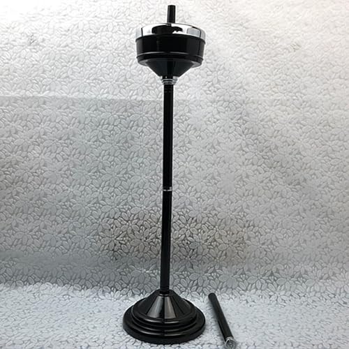 Verstellbarer Standaschenbecher aus Edelstahl mit drehbarem Deckel 40 bis 80 cm abnehmbares Design für den Innen- und Außenbereich Vintage-Silber- und Schwarz-Finish vielseitiger Aschenb