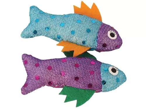 Happet Plüschspielzeug Set für Katze - Fisch 10 cm 2 Stück Weiche Pailletten Stimulation des Jagdinstinktes und der Aktivität