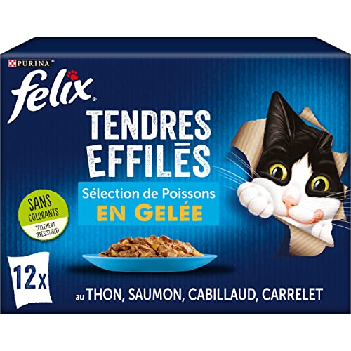 FELIX Zarte Gelee ausgewachsene Katze Auswahl an Fischen 12 x 85 g Frischebeutel