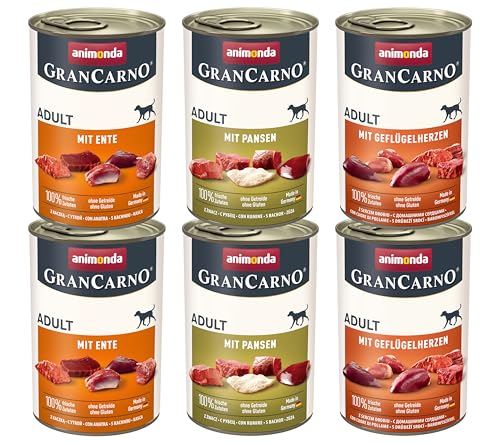 animonda Gran Carno Adult Hundefutter Nassfutter fÃ¼r Erwachsene Hunde Deftige Variation 6 x 400 g