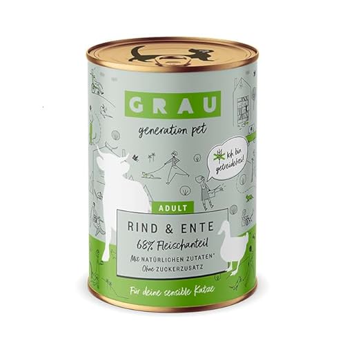 Grau das Original Nassfutter für Katzen - Rind Ente 1er Pack 1 x 400 g