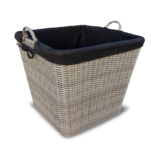HABAU Feuerholzkorb waschbarem Stoffeinsatz aus extrem robustem Polyethylen Metallrahmen   Korb in Grau 49 cm