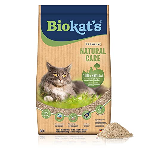 Biokat s Natural Care - Feine klumpende Katzenstreu aus nachwachsenden und kompostierfähigen Pflanzenfasern - 1 Sack 1 x 30 L