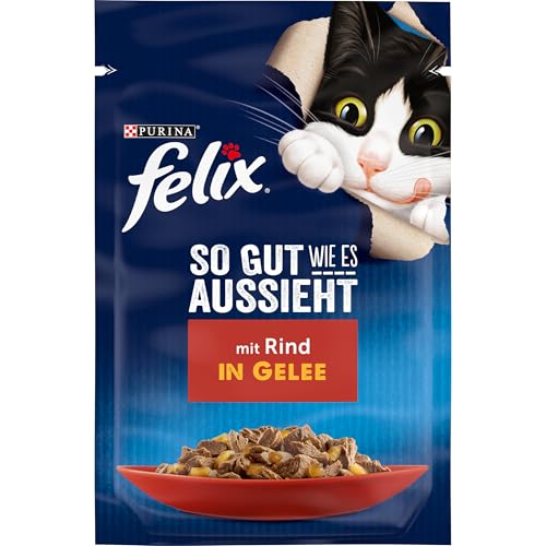 FELIX So gut wie es aussieht Katzenfutter nass in Gelee mit Rind 26er Pack 26 x 85g